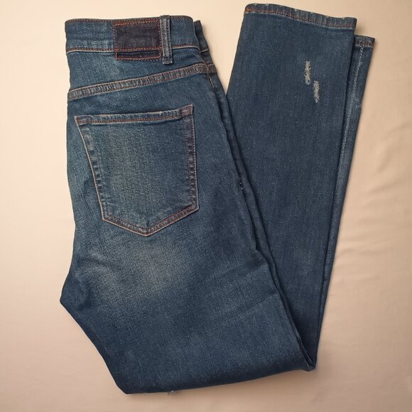M1858 Jeans Size 4/27 Claudia High Rise Slim Straight Distressed Medium Wash - Picture 1 of 10